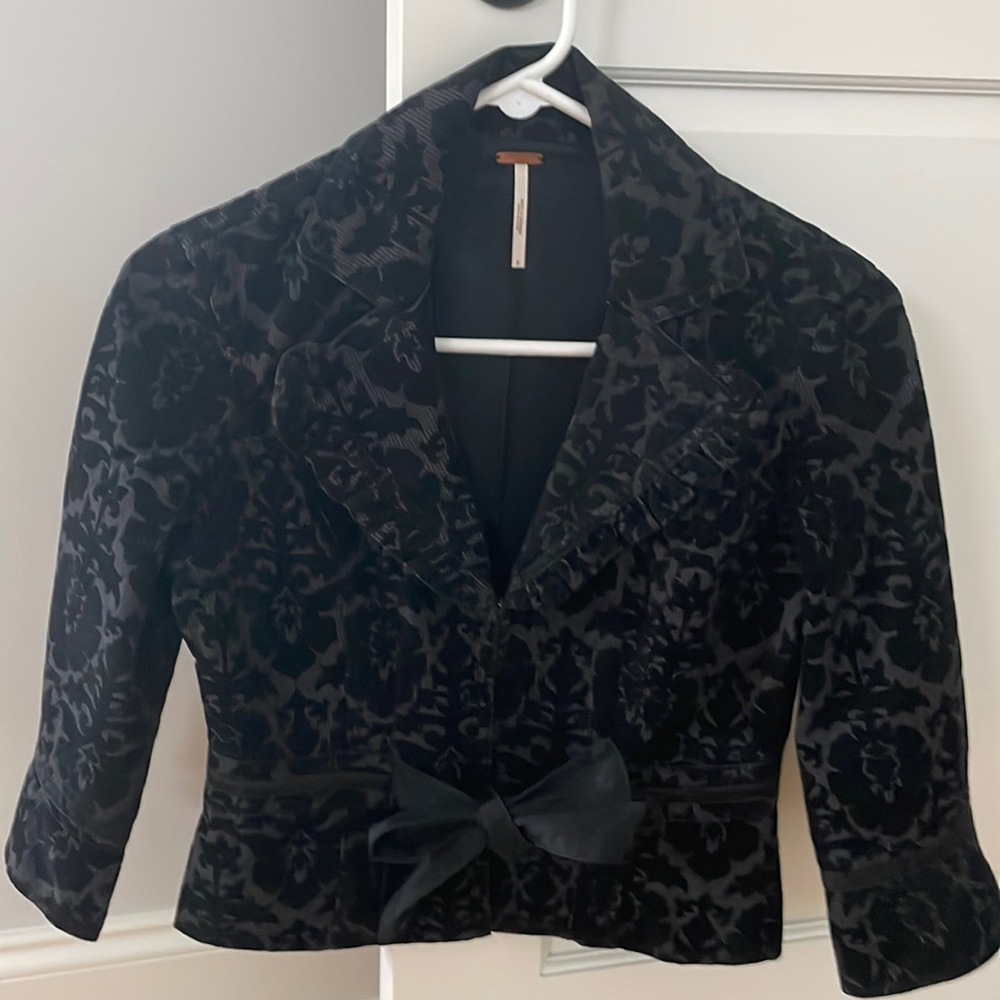 Free People Black Velvet Brocade Jacket